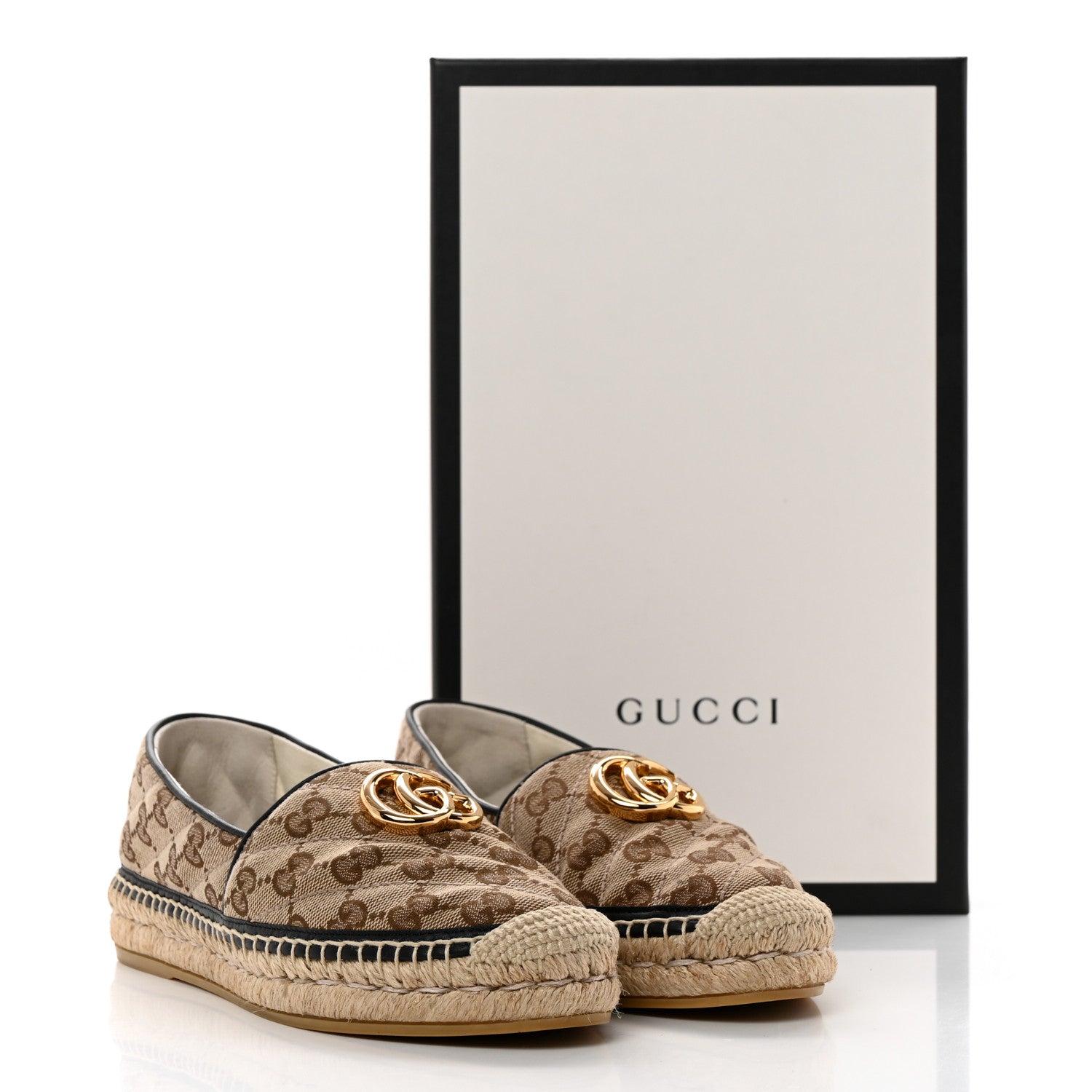 Gucci Monogram Matelasse Diagonal GG Marmont Espadrilles 36.5 Beige Ebony Black 12 of 12