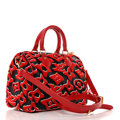 Louis Vuitton X UF Tufted Monogram Speedy Bandouliere 25 Black Red 4 of 10