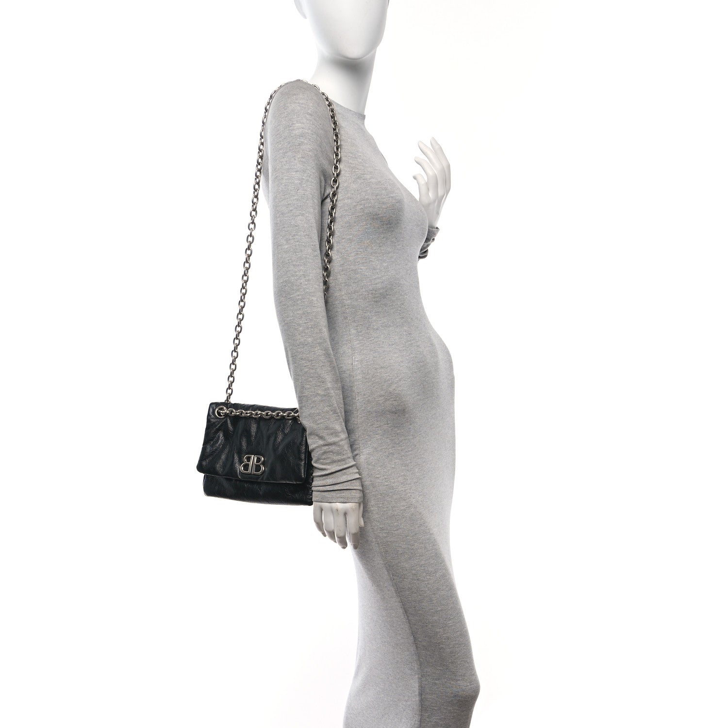 Balenciaga Arena Calfskin Mini Monaco Chain Shoulder Bag Black 2 of 10