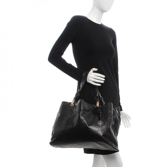 Lanvin Crinkled Lambskin Tote Black 2 of 9
