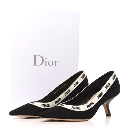 Christian Dior Technical Canvas Ribbon Embroidered J'Adior 65mm Pumps 37.5 Black 9 of 9
