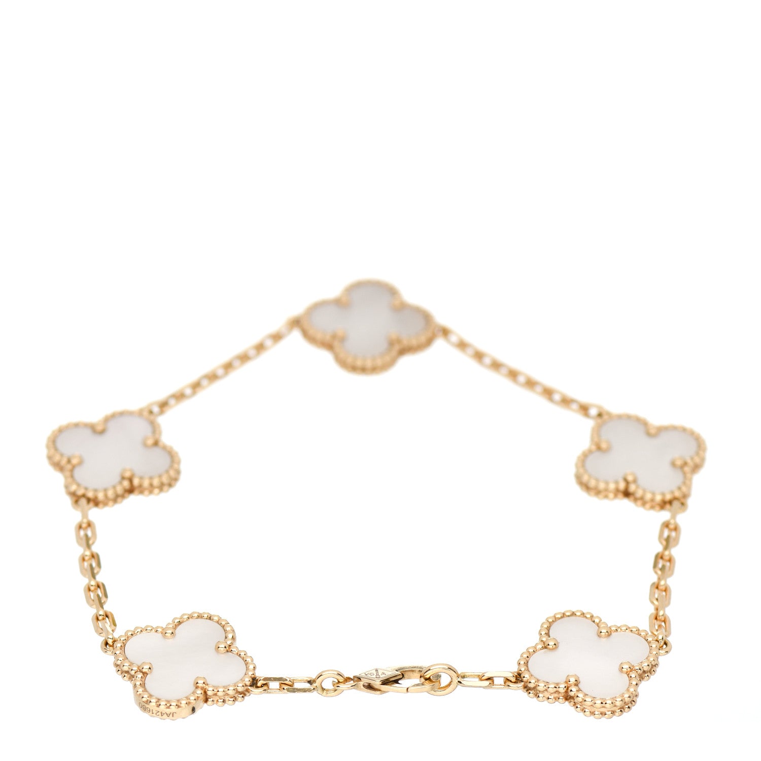 Van Cleef & Arpels 18K Yellow Gold Mother of Pearl 5 Motifs Vintage Alhambra Bracelet 3 of 5