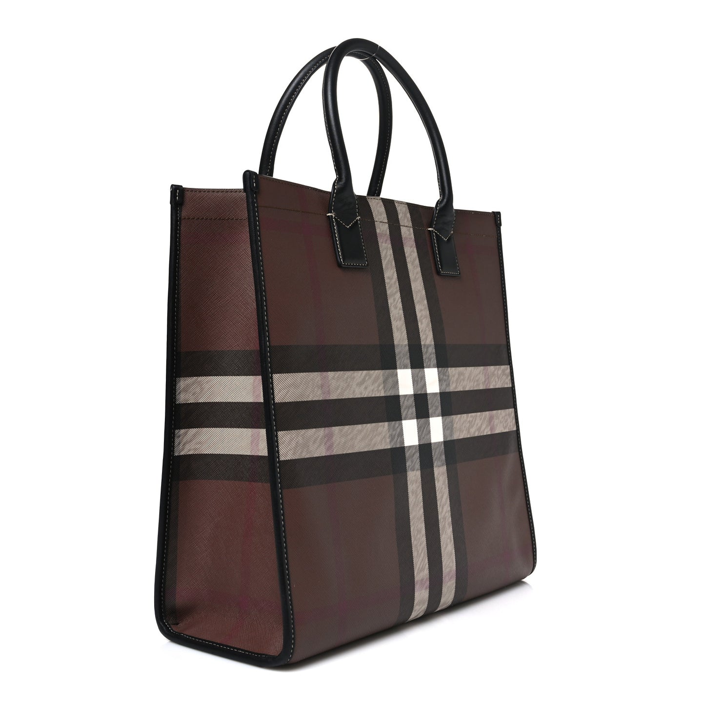 E-Canvas Denny Check Tote Brown