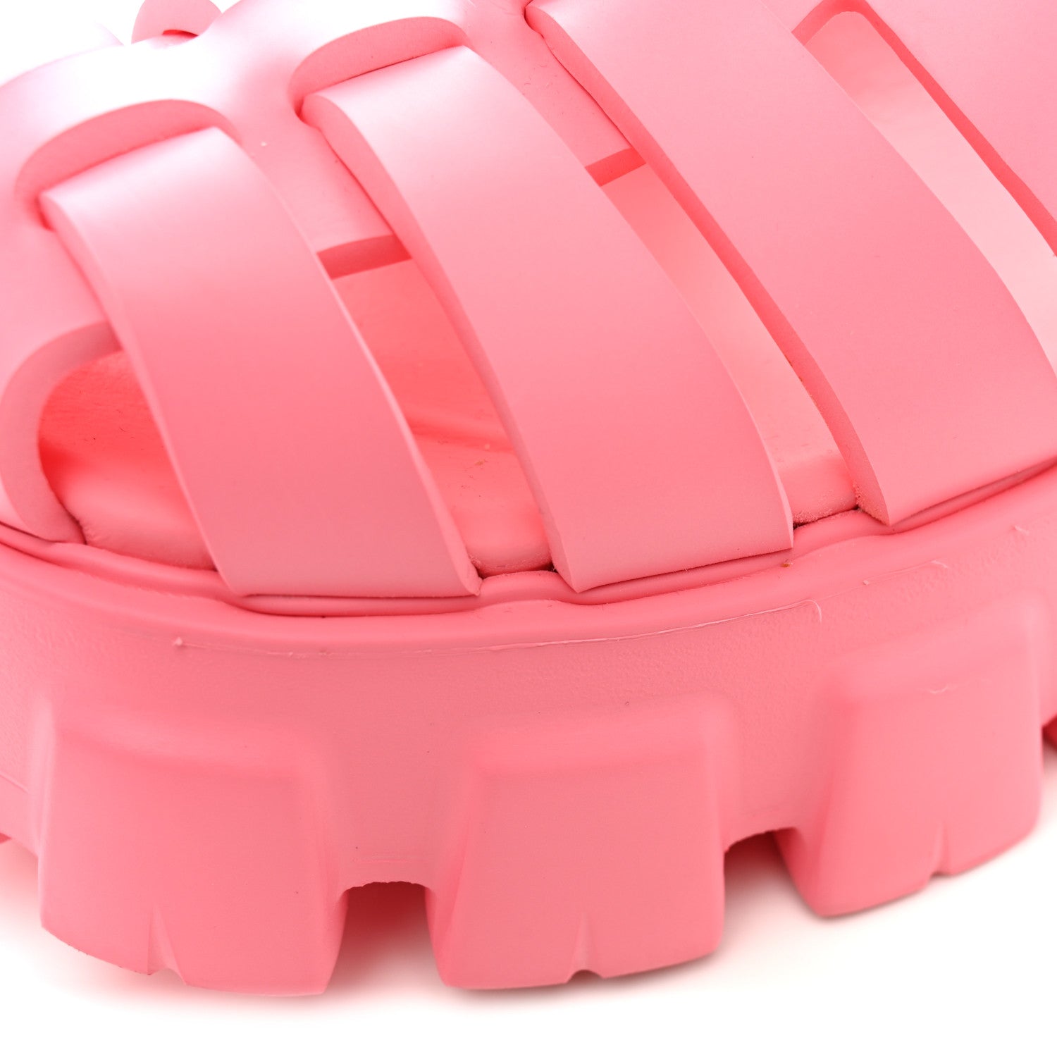 Prada Foam Rubber Triangle Logo Monolith 55mm Cage Sandals 38 Begonia 11 of 12