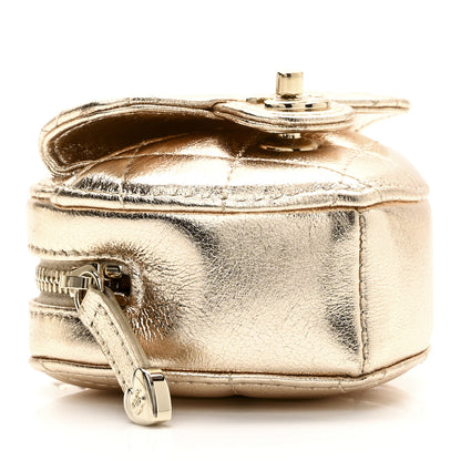 Chanel Metallic Lambskin Quilted CC Mini In Love Heart Bag Charm Gold 4 of 9