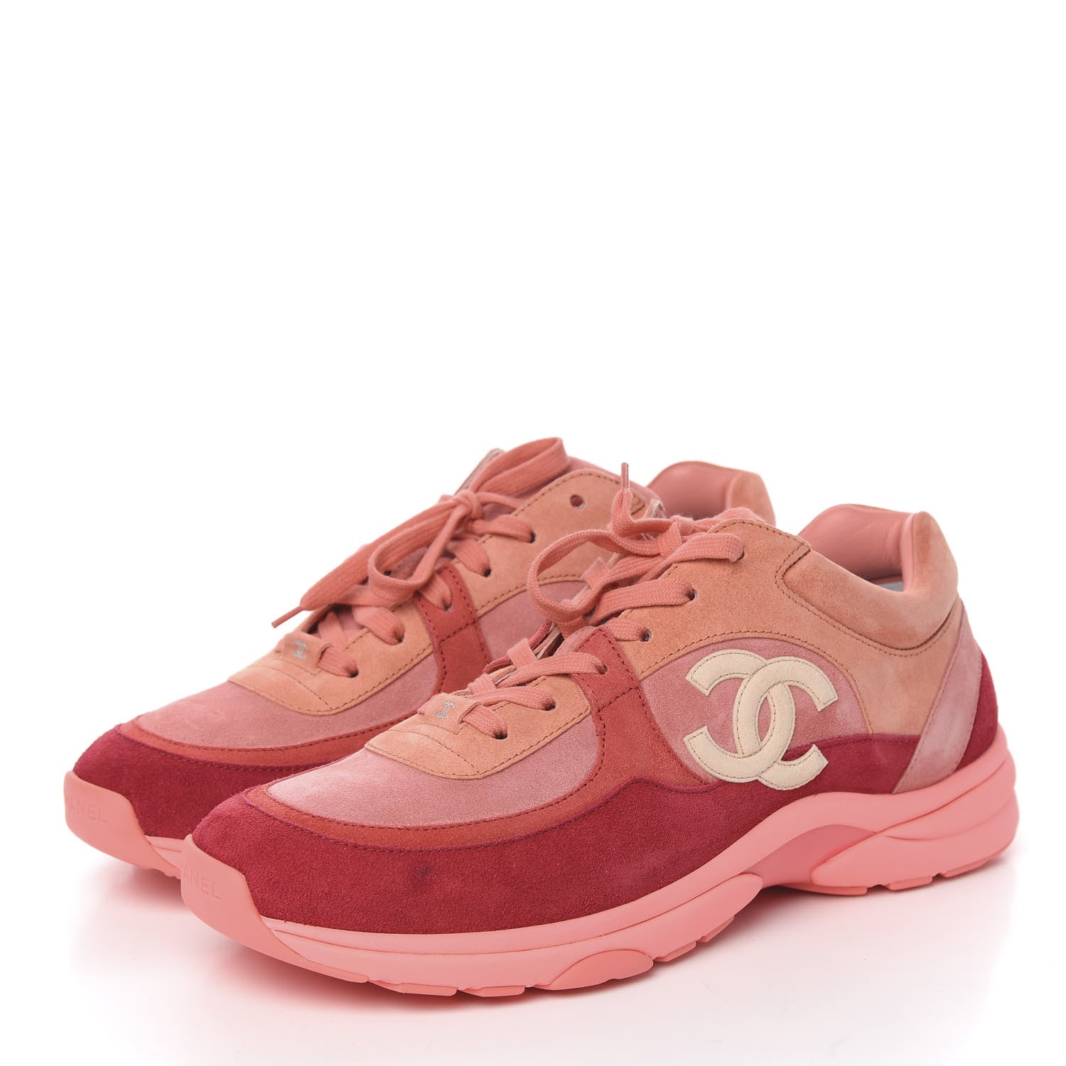 Chanel Kid Suede Calfskin Mens Sneakers 45 Coral 3 of 10