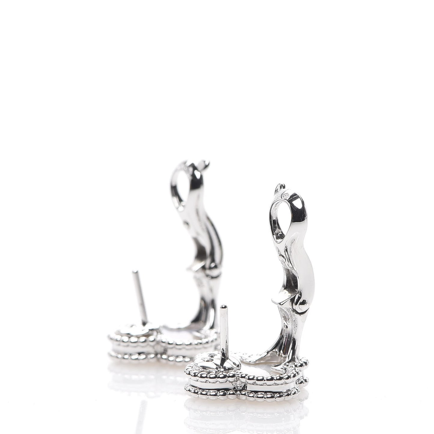 18K White Gold Mother of Pearl Vintage Alhambra Earrings