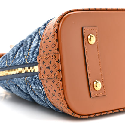Louis Vuitton Denim Calfskin Reverse Monogram Malletage Alma BB Blue 9 of 10