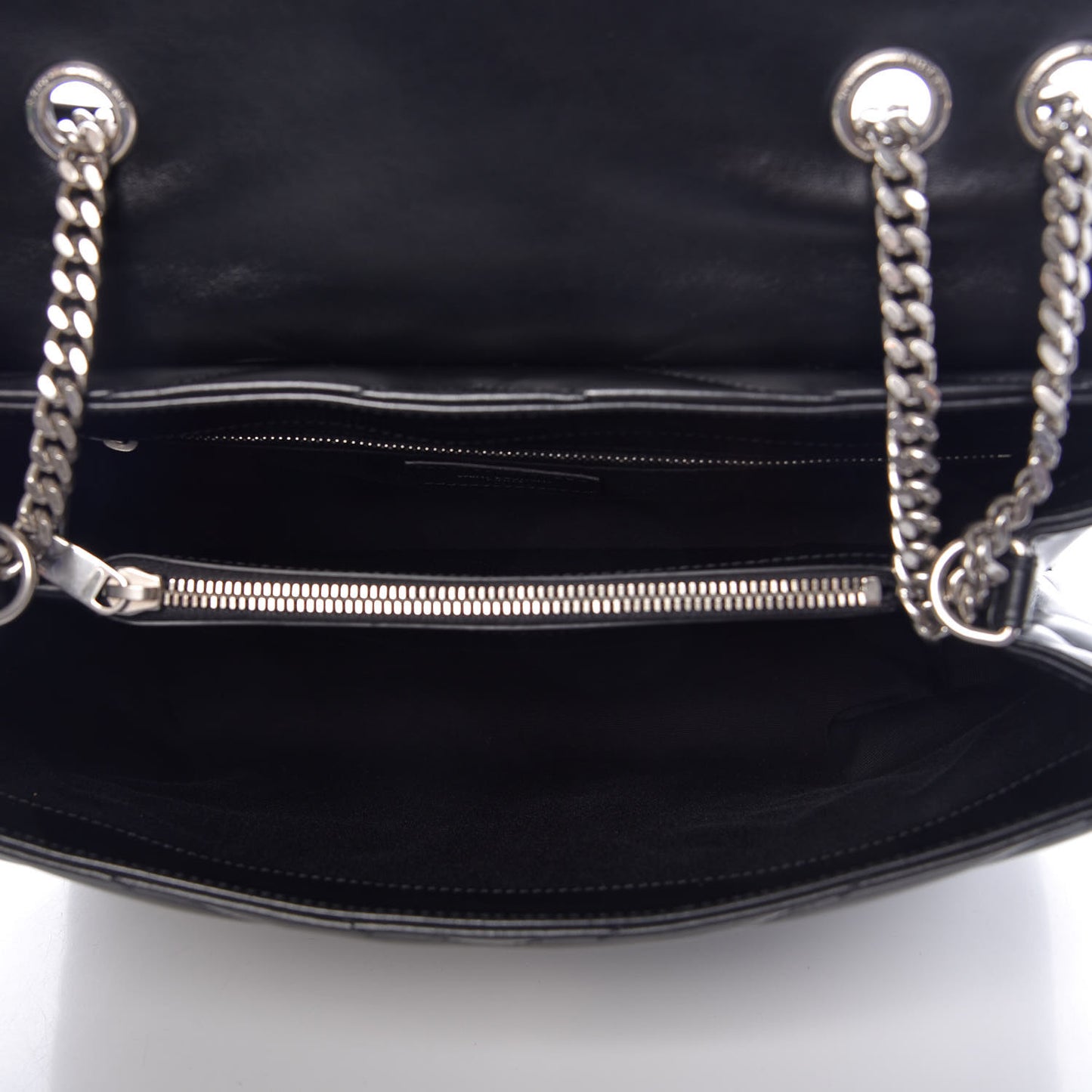 Calfskin Y Quilted Monogram Medium Loulou Chain Satchel Black