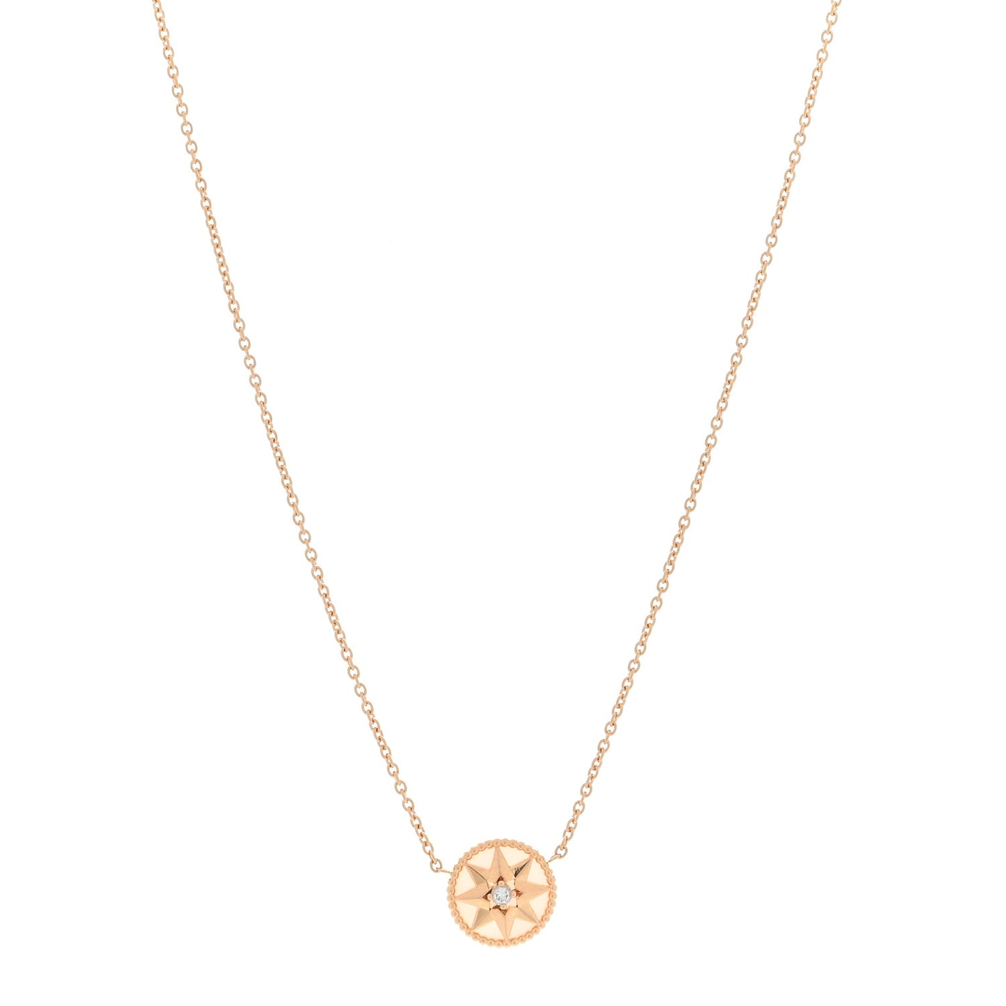 18K Rose Gold Diamond Pink Opal Rose Des Vents Necklace