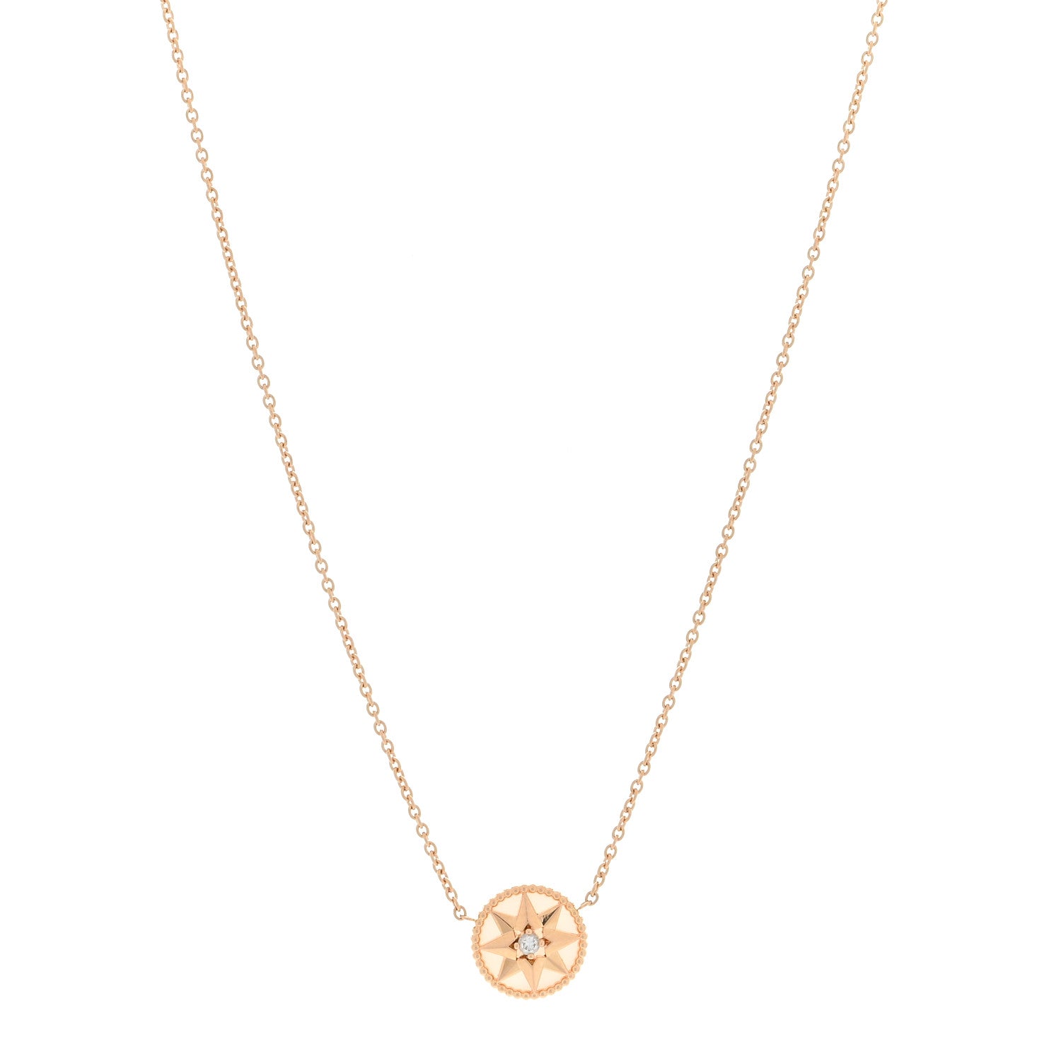 Christian Dior 18K Rose Gold Diamond Pink Opal Rose Des Vents Necklace 1 of 4
