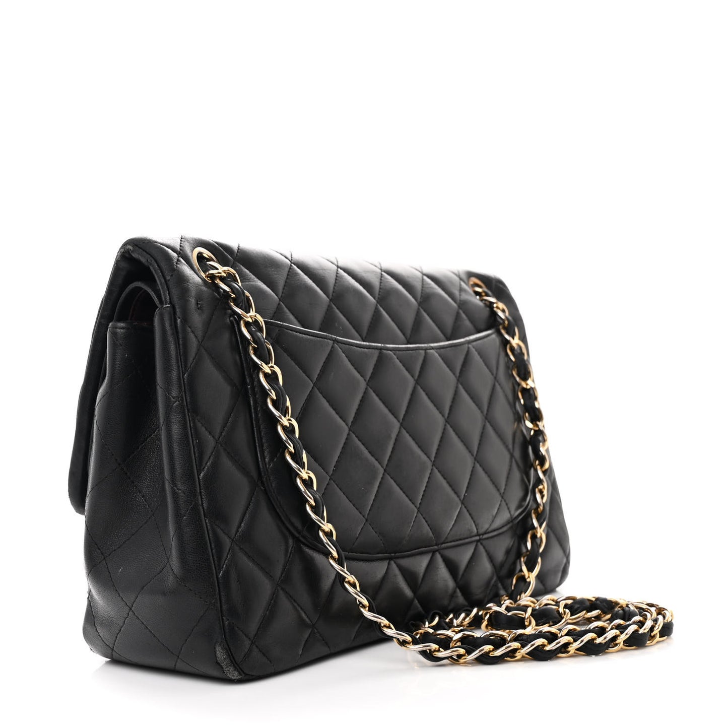 Lambskin Quilted Jumbo Double Flap Black
