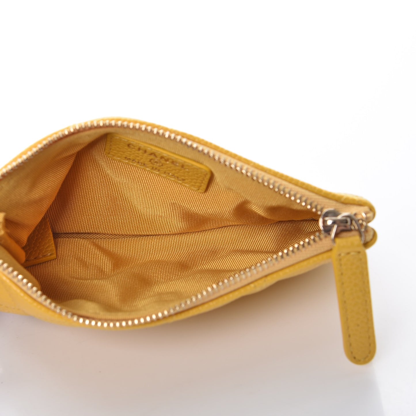 Caviar Quilted Small Cosmetic Case Yellow