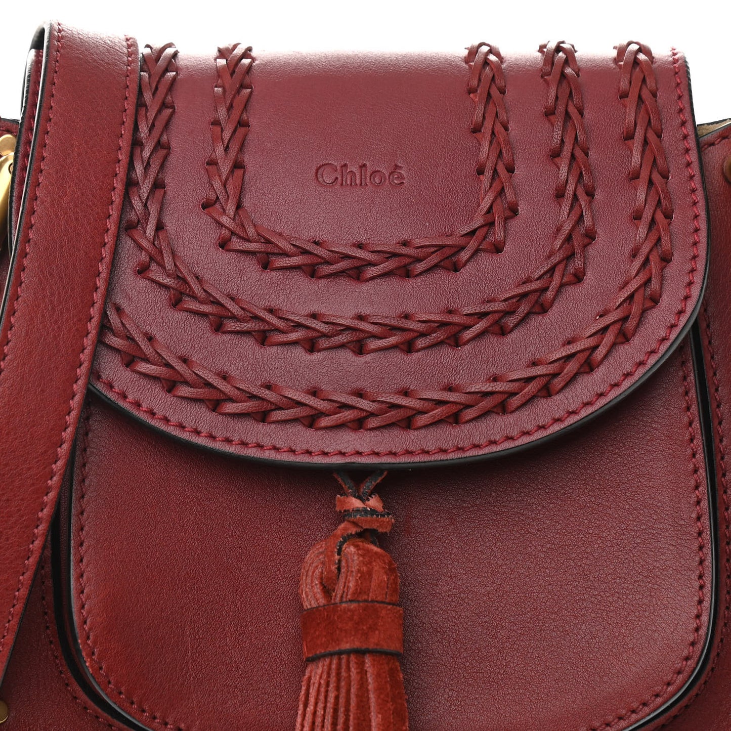 Calfskin Braided Mini Hudson Shoulder Bag Sienna Red
