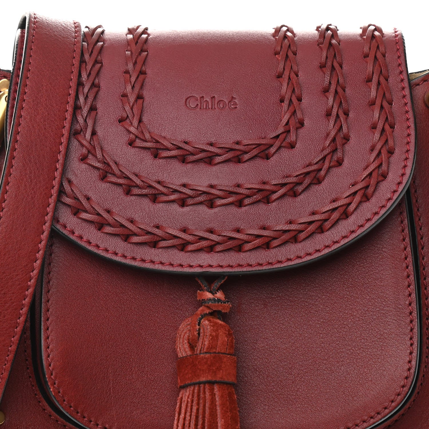 Chloe Calfskin Braided Mini Hudson Shoulder Bag Sienna Red 7 of 11