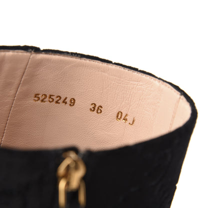 Gucci Velvet GG Monogram Crystal Horsebit Knee High Boots 36 Black 8 of 8