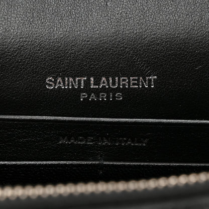 Saint Laurent Calfskin Crocodile Embossed Kate Monogram Tassel Chain Wallet Black 6 of 10