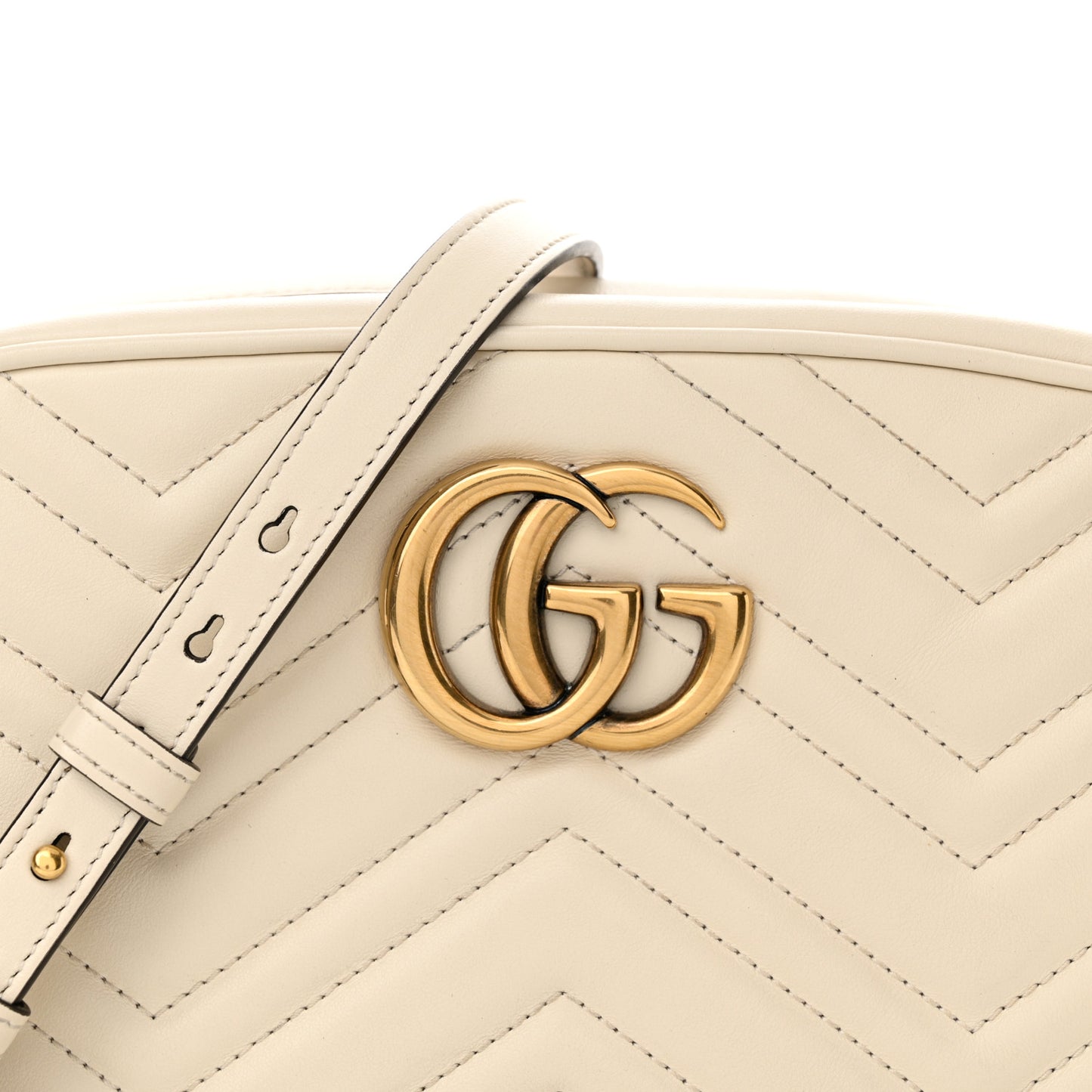 Calfskin Matelasse Small GG Marmont Chain Shoulder Bag White