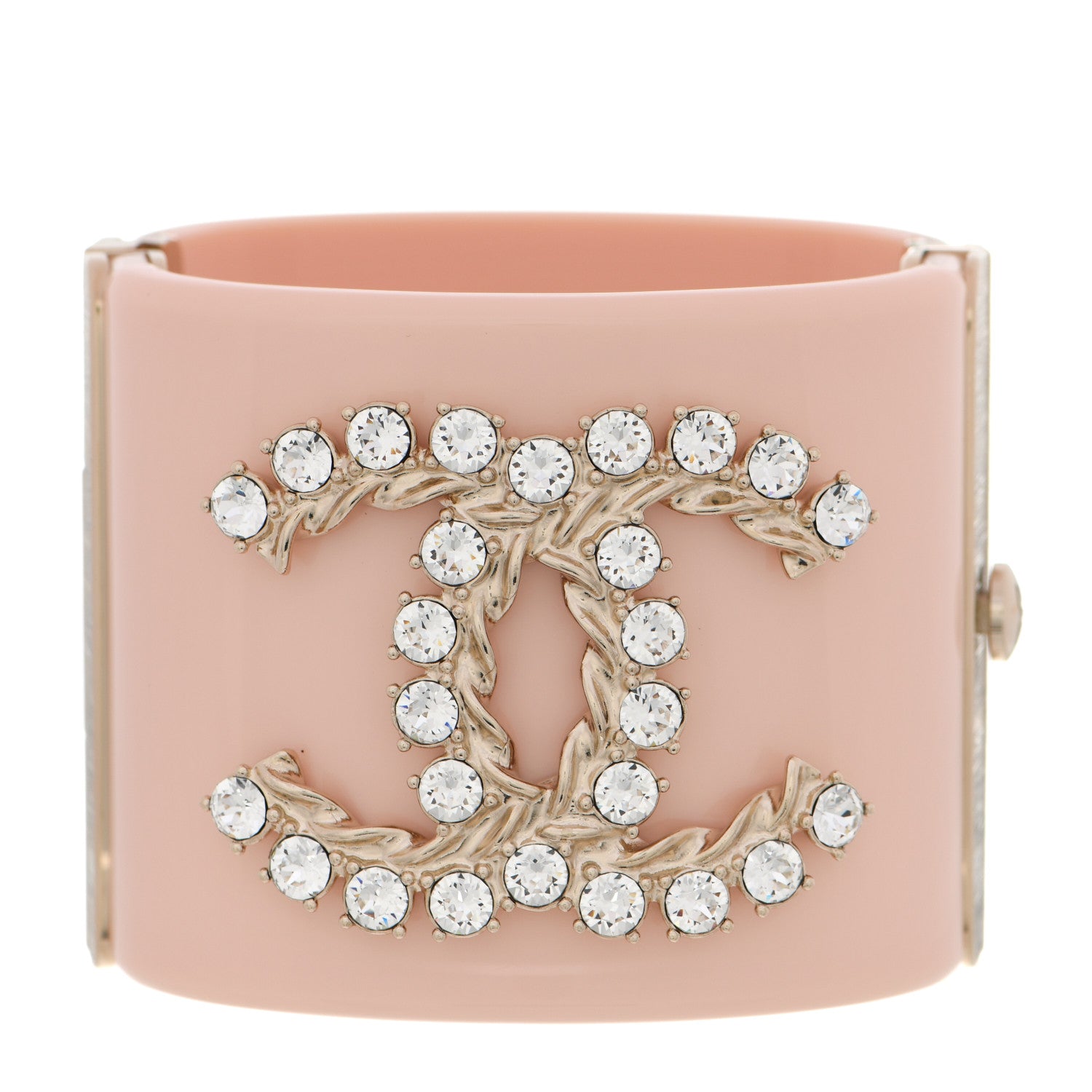 Chanel Resin Crystal CC Cuff Pink 1 of 5