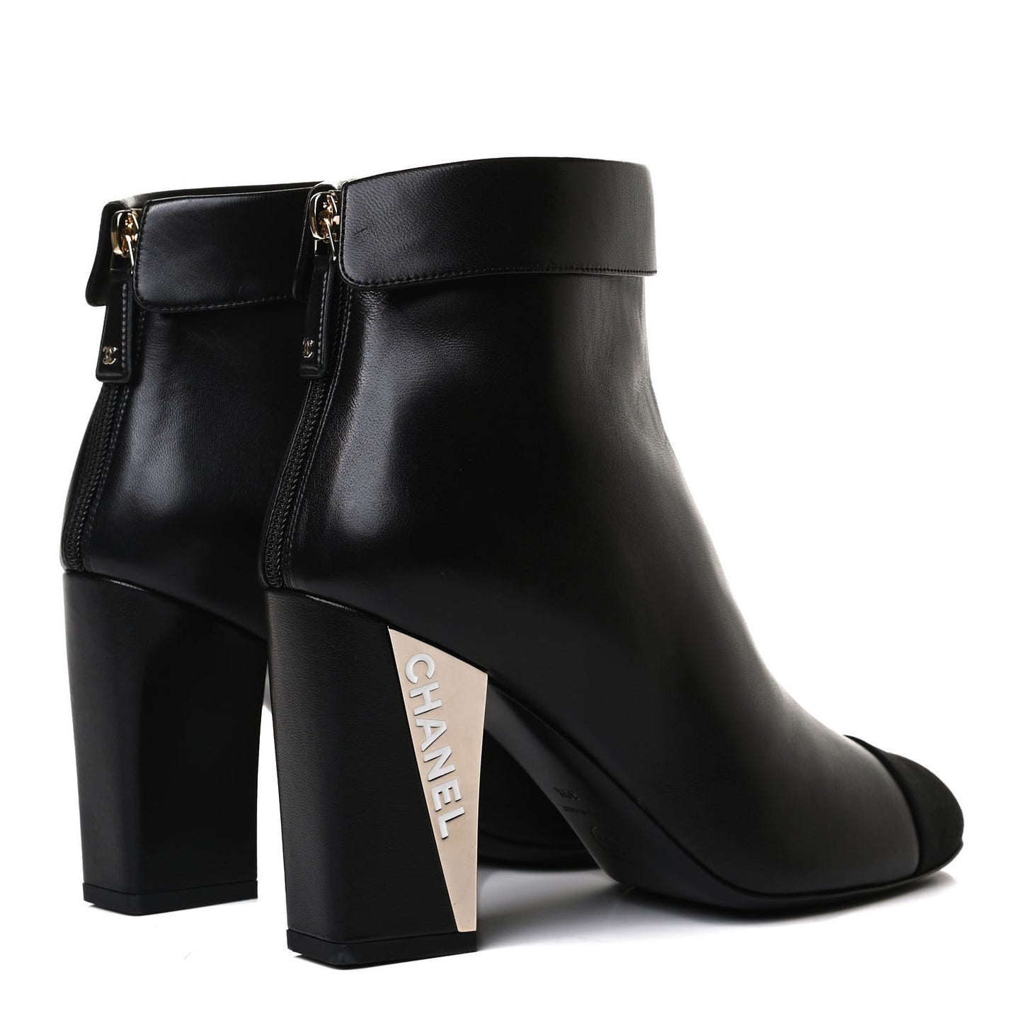 Lambskin Grosgrain Triangle & Collar 90 Ankle Boots 39.5 Black