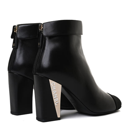 Chanel Lambskin Grosgrain Triangle & Collar 90 Ankle Boots 39.5 Black 4 of 12