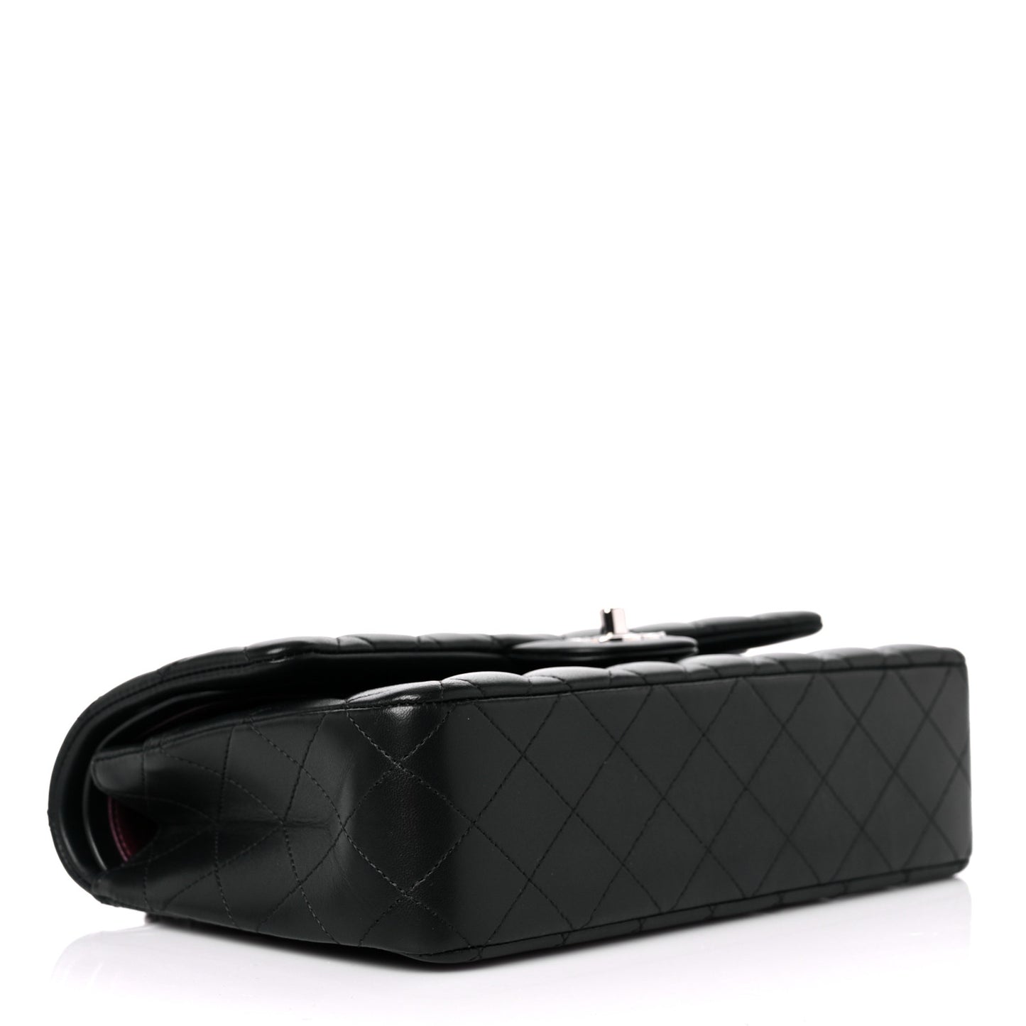 Lambskin Quilted Medium Double Flap Black