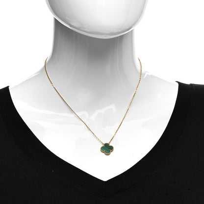 Van Cleef & Arpels 18K Yellow Gold Malachite Vintage Alhambra Pendant Necklace 2 of 6
