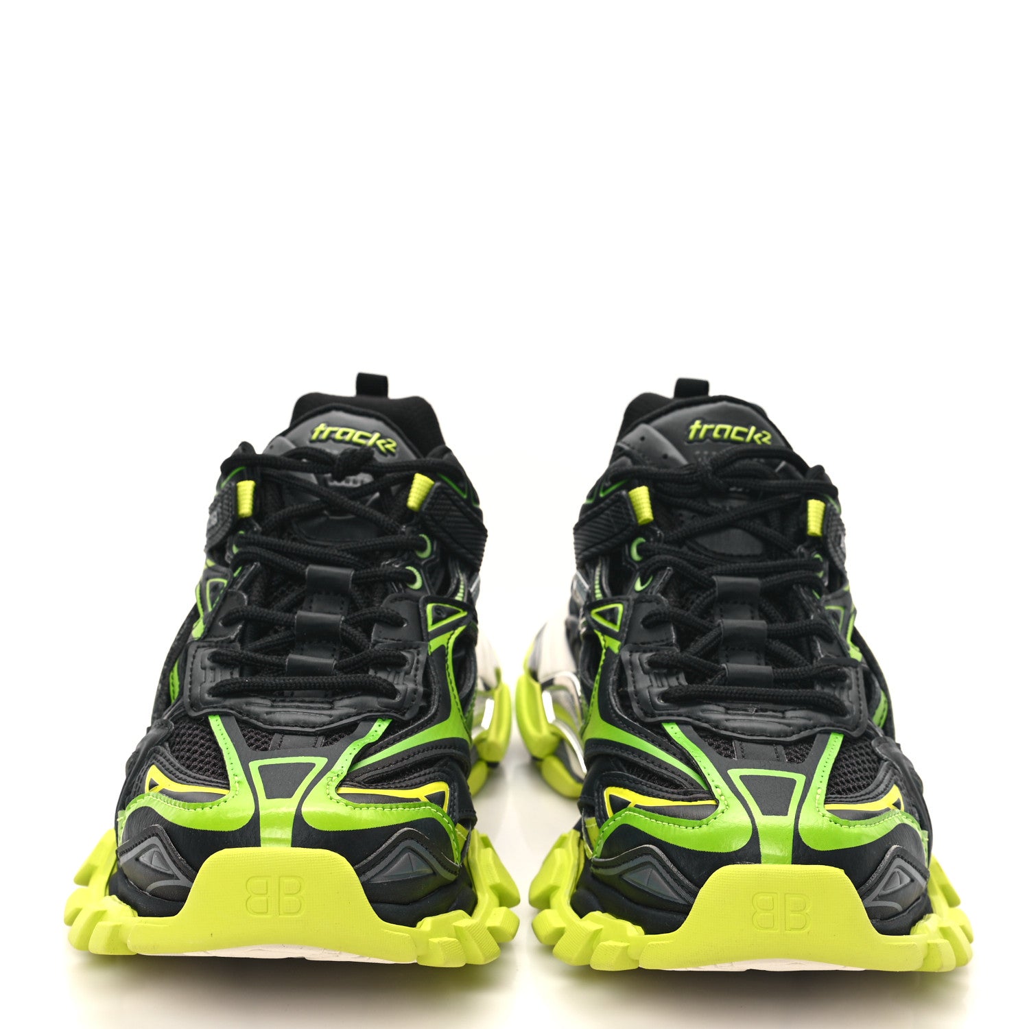 Balenciaga Rubber Mesh Tri-Color Clear Sole Mens Track.2 Open Sneakers 39 Black Yellow 2 of 9