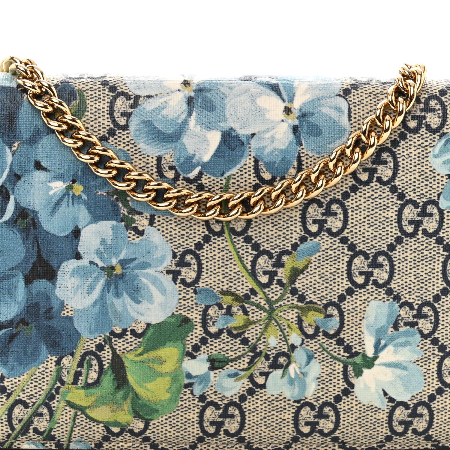 Gucci GG Supreme Monogram Blooms Chain Wallet Blue 7 of 10