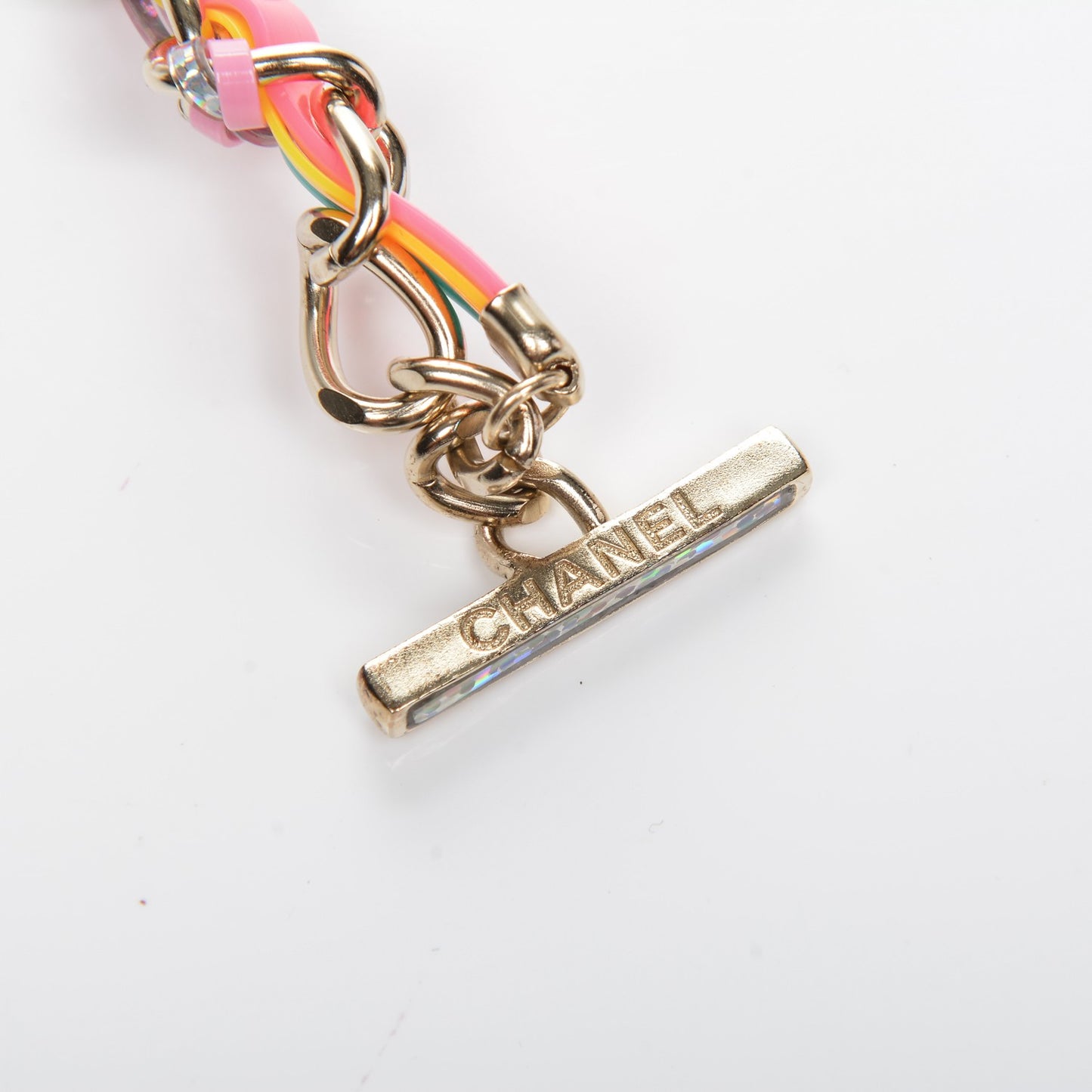 Metal Strass PVC Enamel CC Chain Link Choker Necklace Gold Blue Pink Yellow