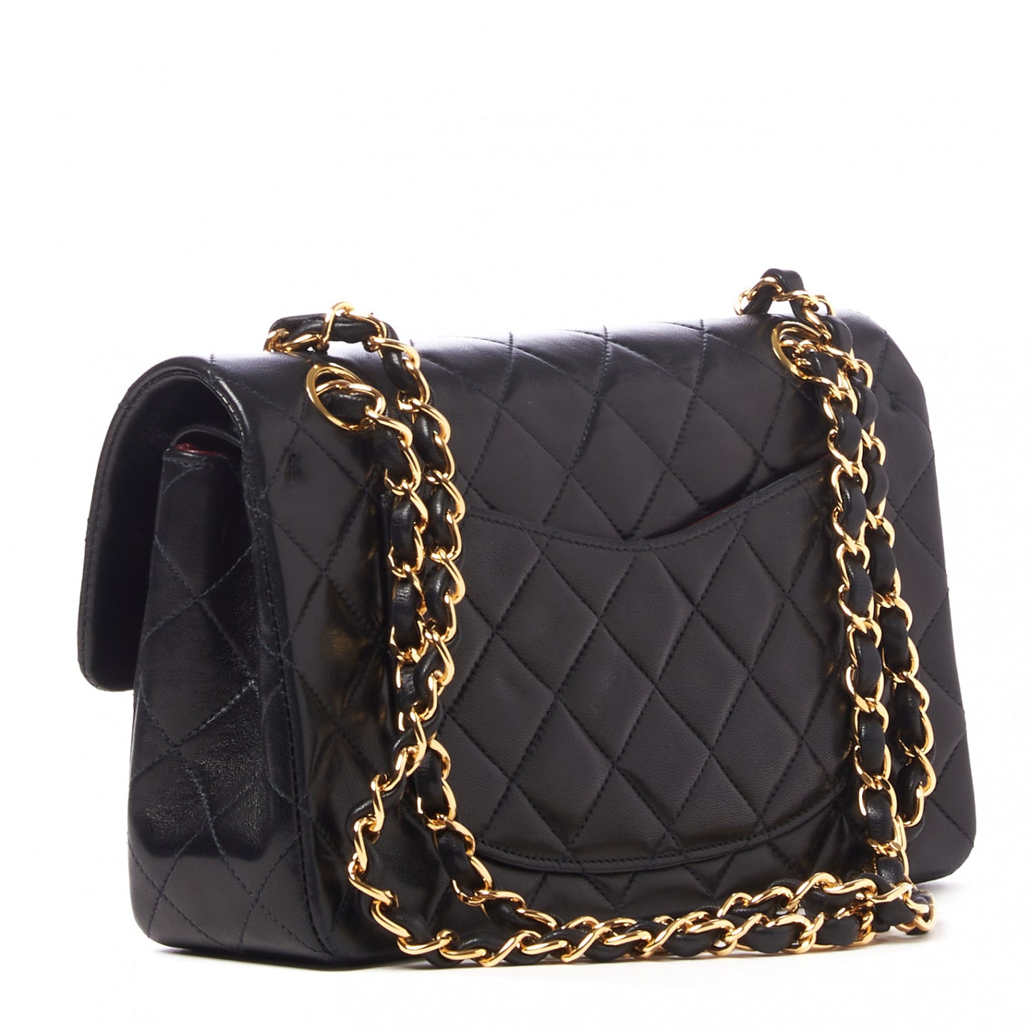 Lambskin Quilted Small Double Flap Black