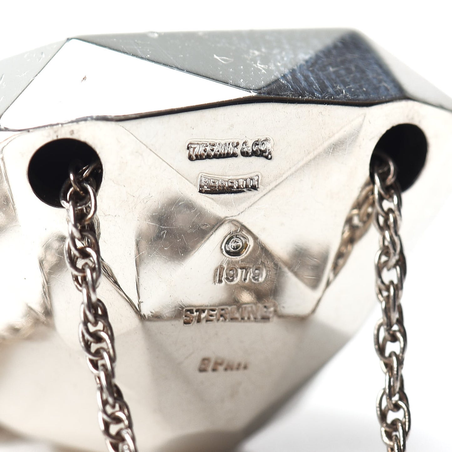 Sterling Silver Solid Elsa Peretti Diamond Shaped Pendant Necklace