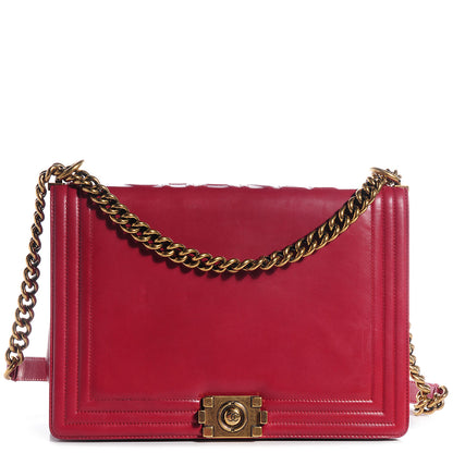 Chanel Glazed Calfskin Large Boy Flap Red 1 of 12
