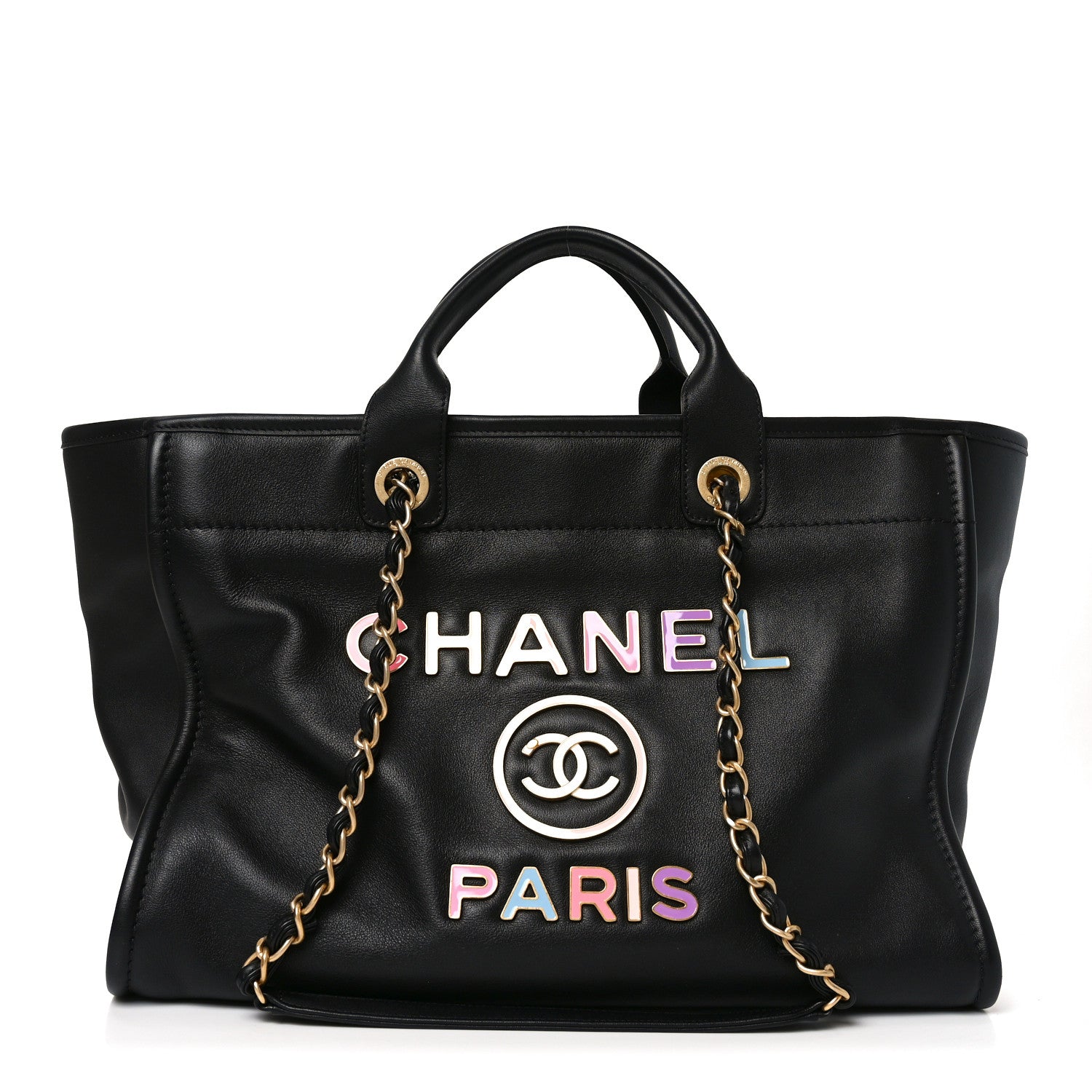 Chanel Calfskin Medium Deauville Tote Black Multicolor 1 of 10