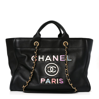 Chanel Calfskin Medium Deauville Tote Black Multicolor 1 of 10