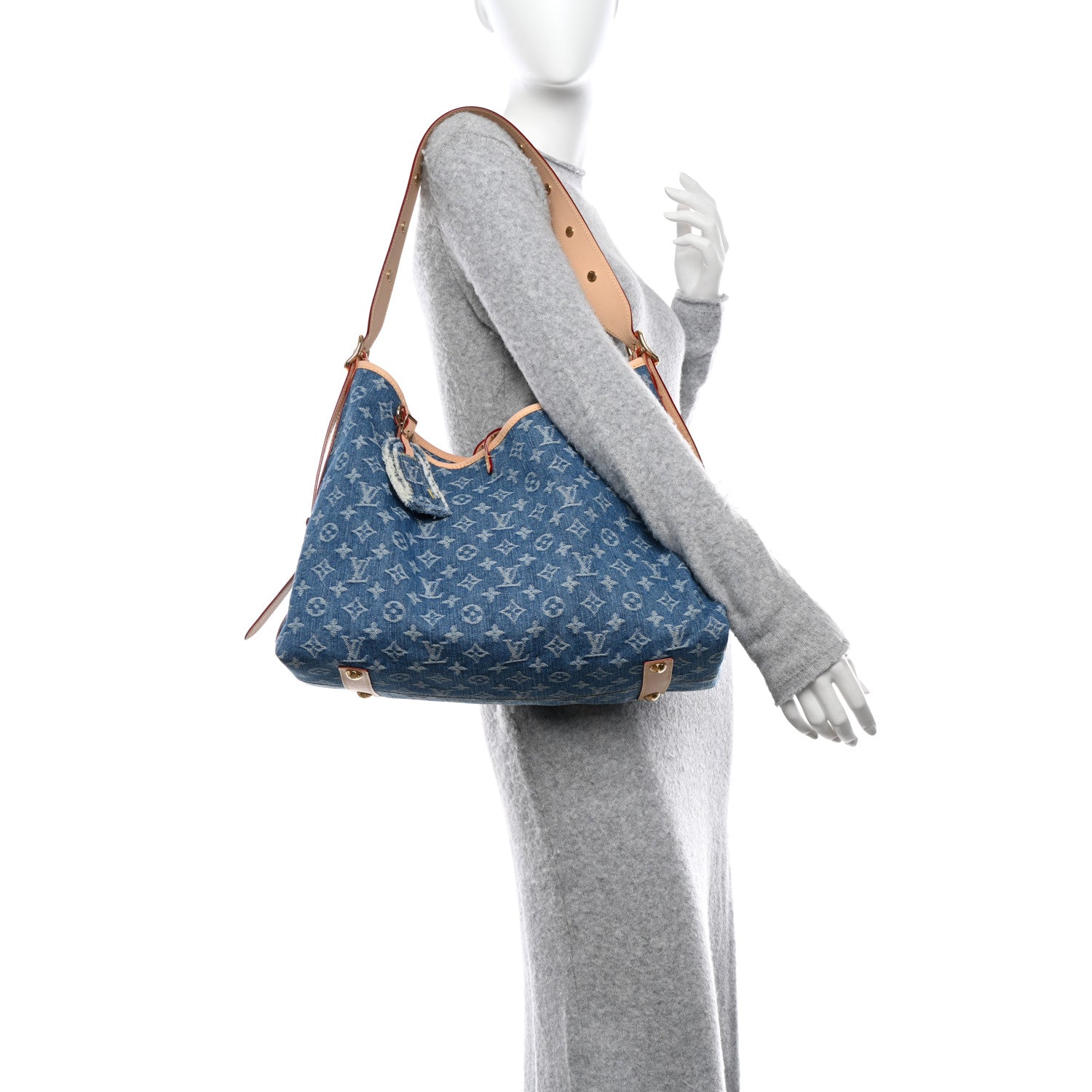 Louis Vuitton LOUIS VUITTON Monogram Denim CarryAll MM Blue 2 of 11