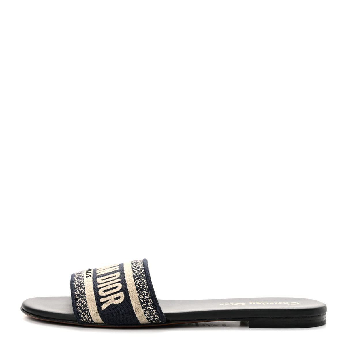 Canvas Embroidered Dway Mules Slide Sandals 37.5 Deep Blue