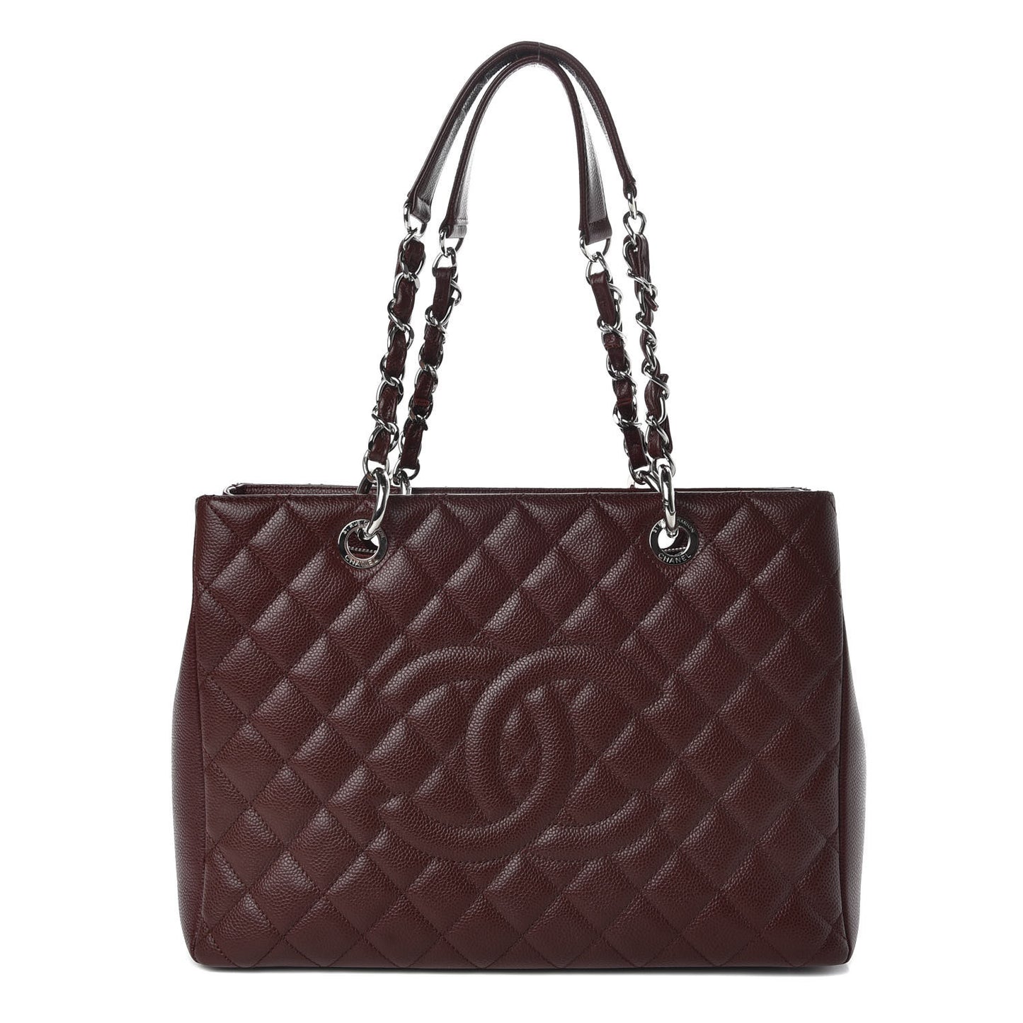 Caviar Quilted Grand Shopping Tote GST Dark Burgundy