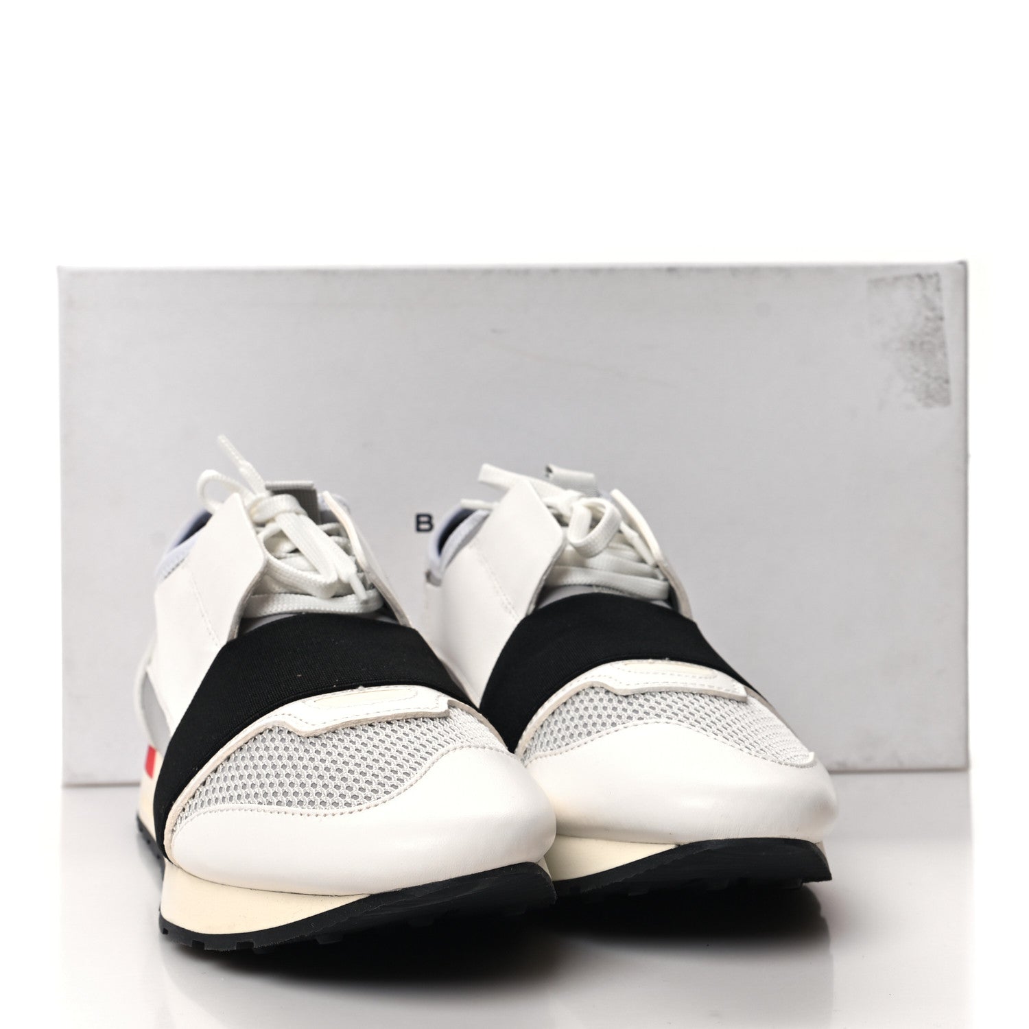 Balenciaga Mesh Calfskin Neoprene Suede Womens Race Runner Sneakers 40 White Black Grey 3 of 8