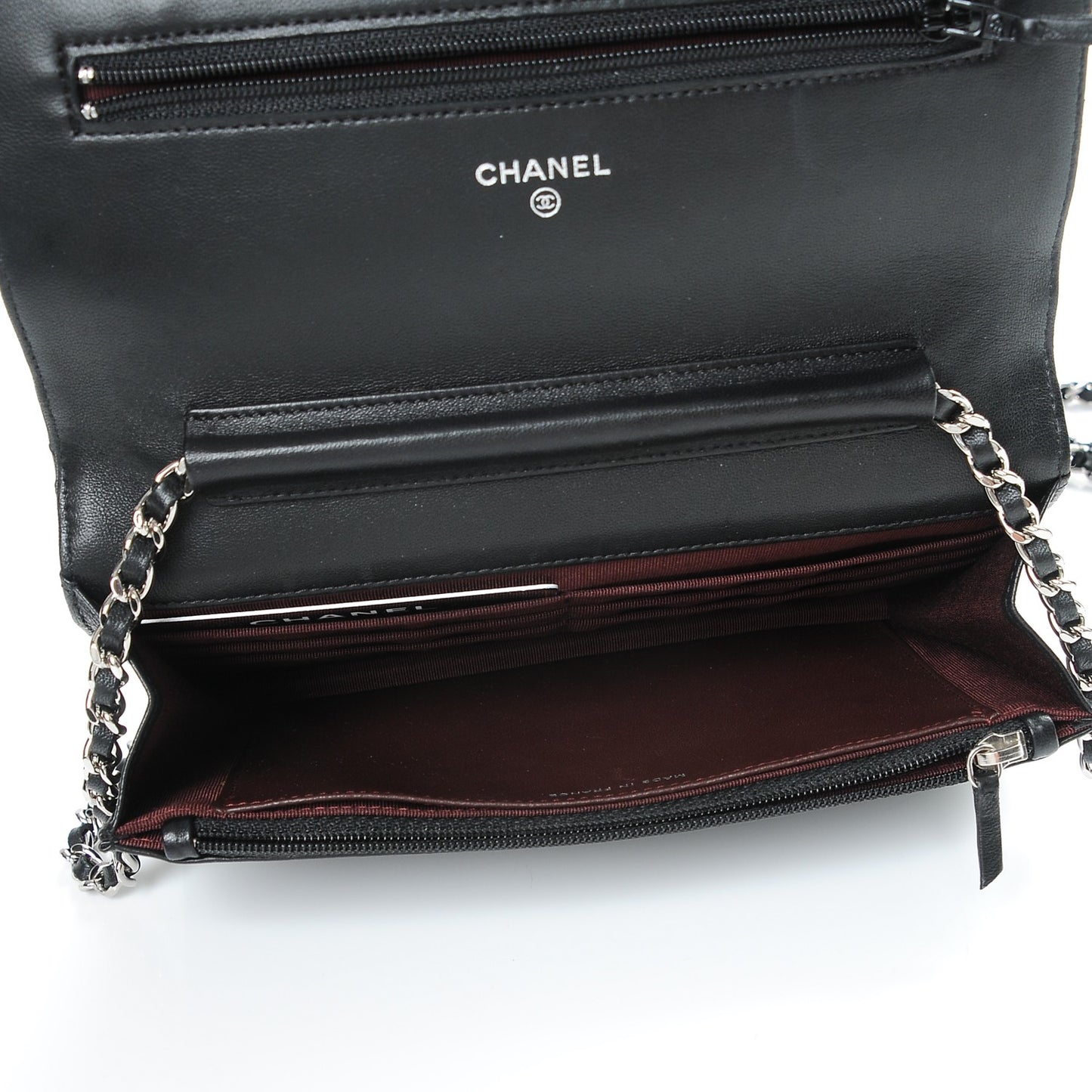 Lambskin Quilted Wallet On Chain WOC Black