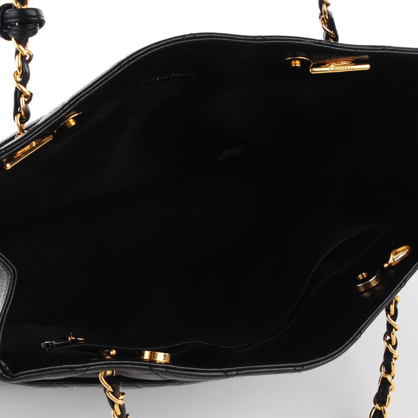 Lambskin Quilted Shopper Tote Black