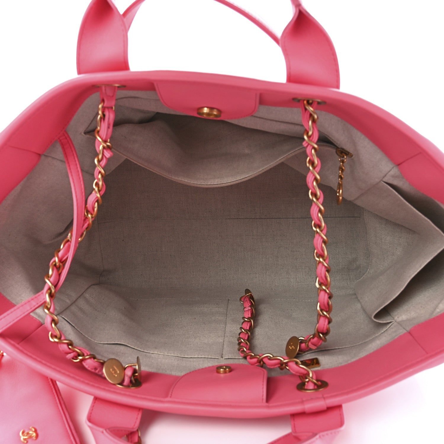 Chanel Calfskin Medium Deauville Tote Coral Pink 6 of 14