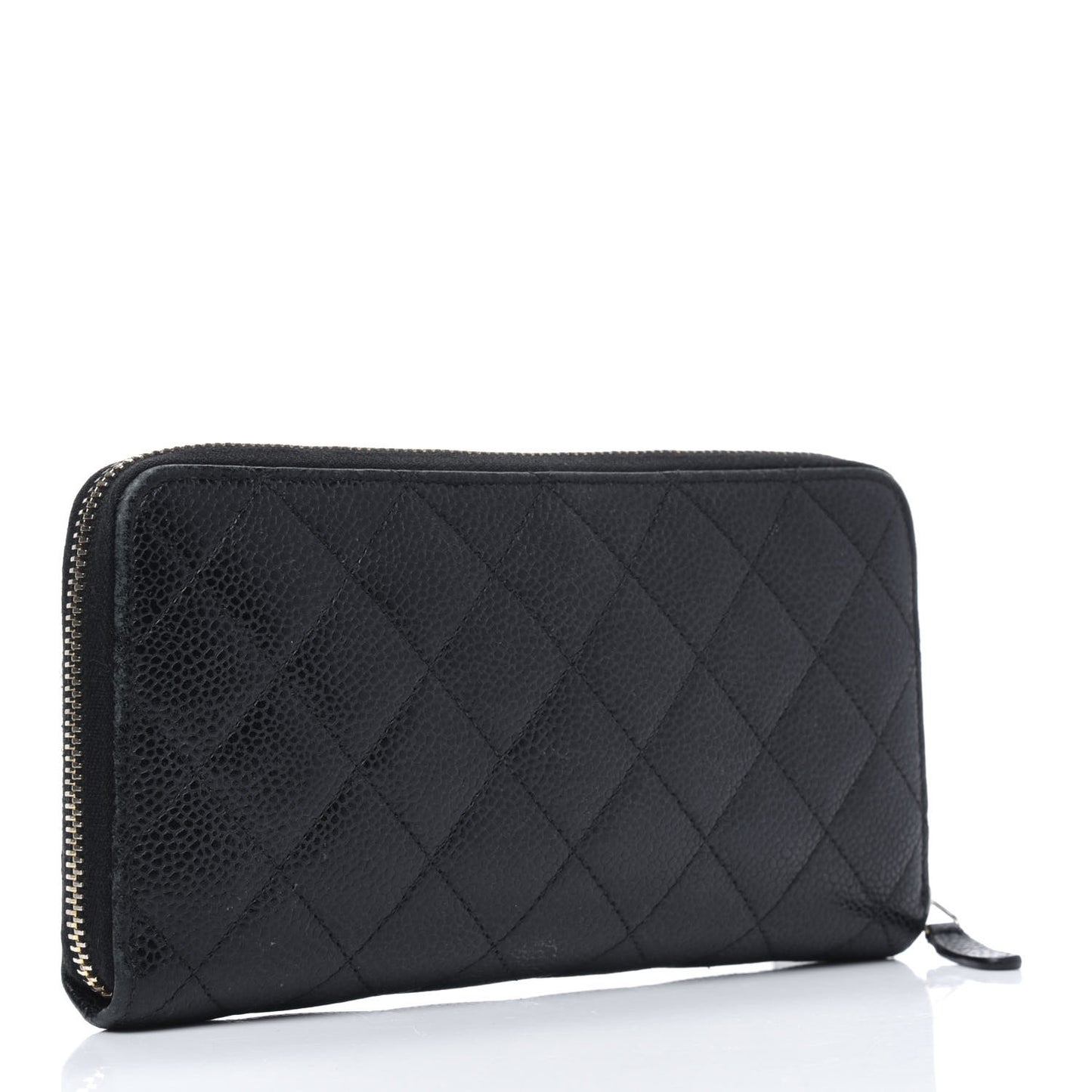Caviar Quilted Large Gusset Zip Around Wallet Black