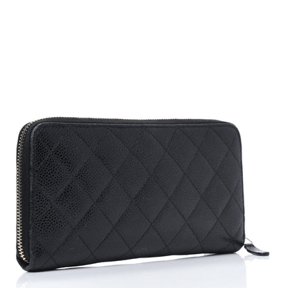 Chanel Caviar Quilted Large Gusset Zip Around Wallet Black 3 of 24