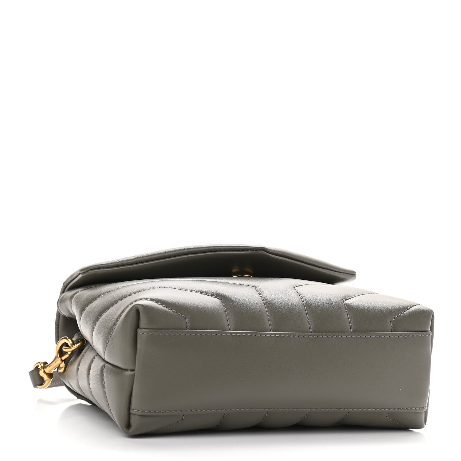 Saint Laurent Calfskin Y Quilted Monogram Toy Loulou Crossbody Bag Grey Kaki 4 of 11