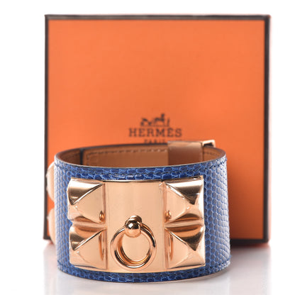 Hermes Lizard Collier De Chien CDC Bracelet T3 Bleu Saphir 5 of 5