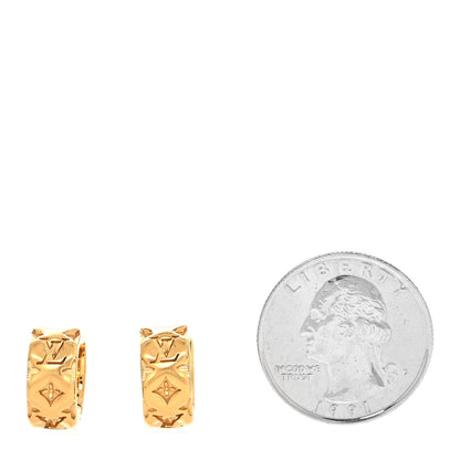 Louis Vuitton Nanogram Pillow Earrings Gold 2 of 5