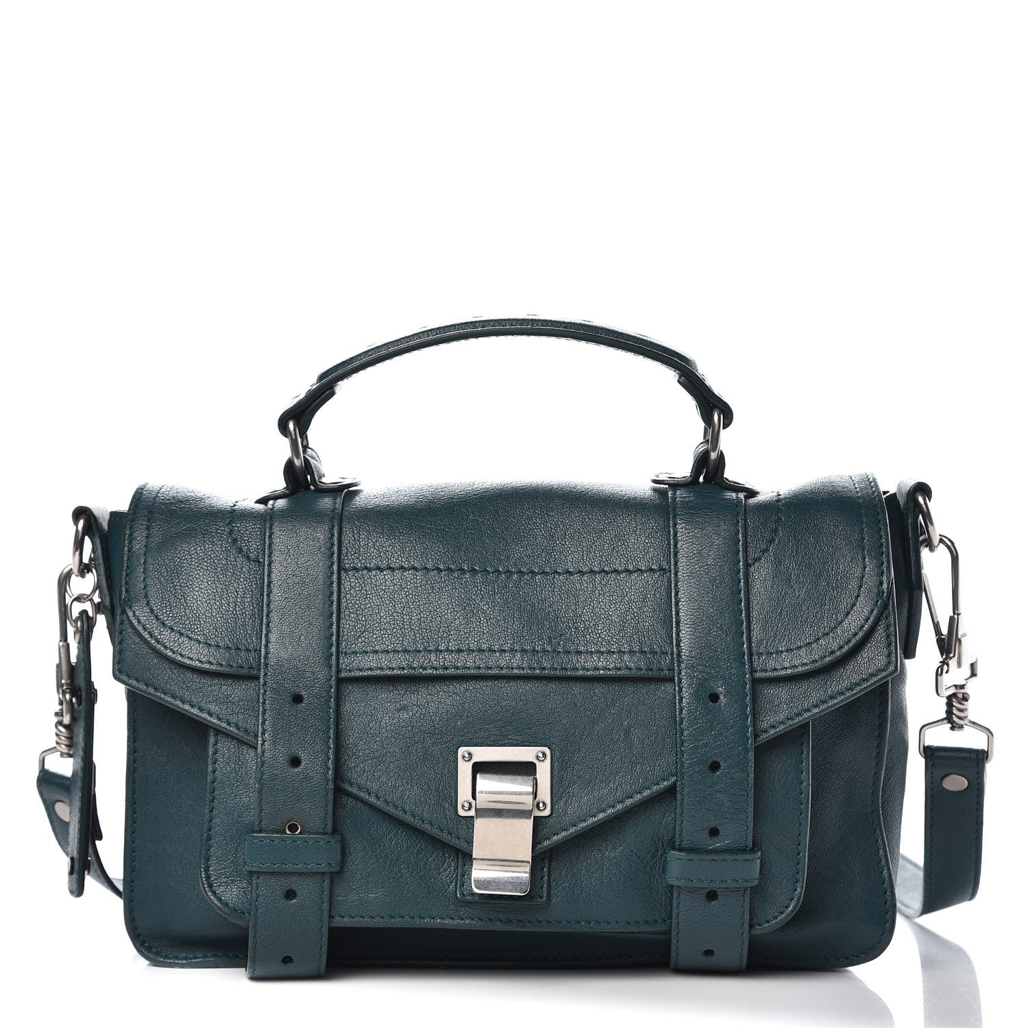 Proenza Schouler Lambskin Tiny PS1 Satchel Dark Teal 1 of 10