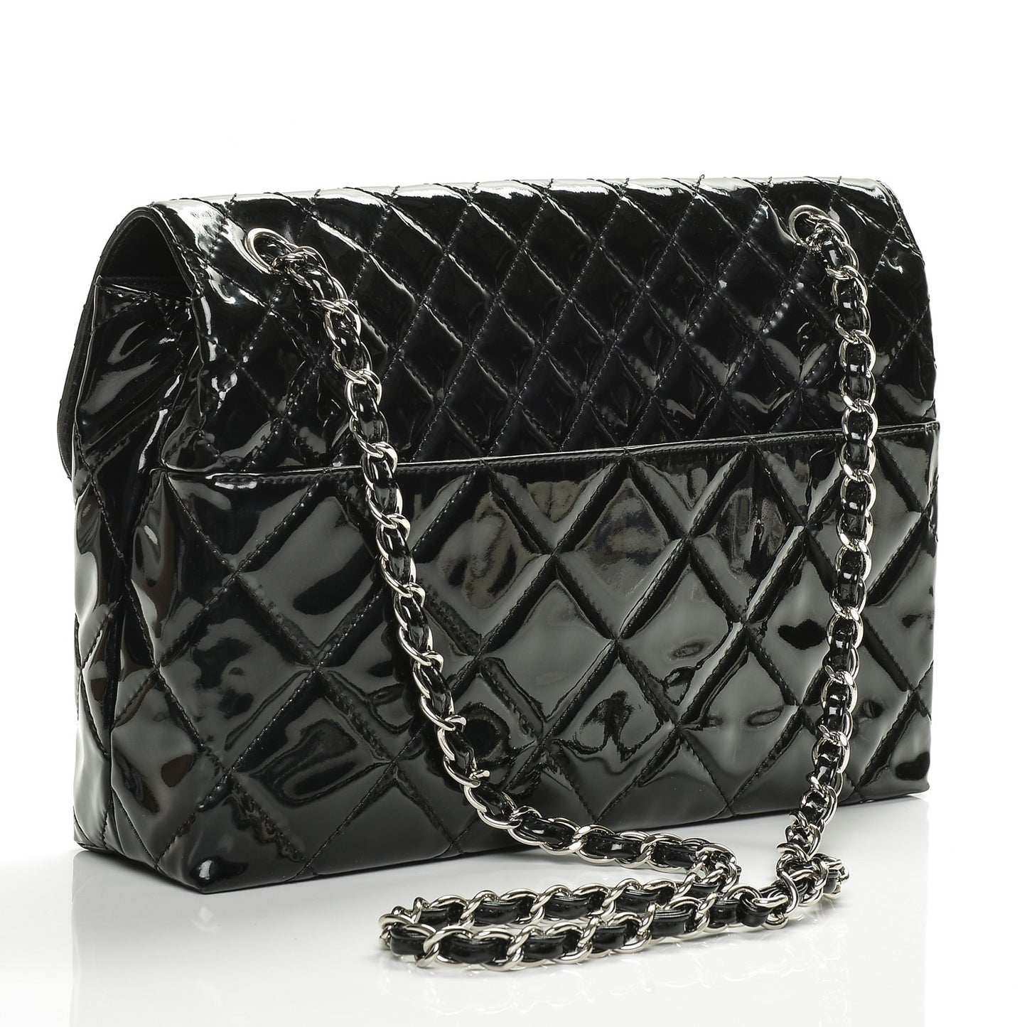 Vinyl Quilted In the Business Flap Bag Black