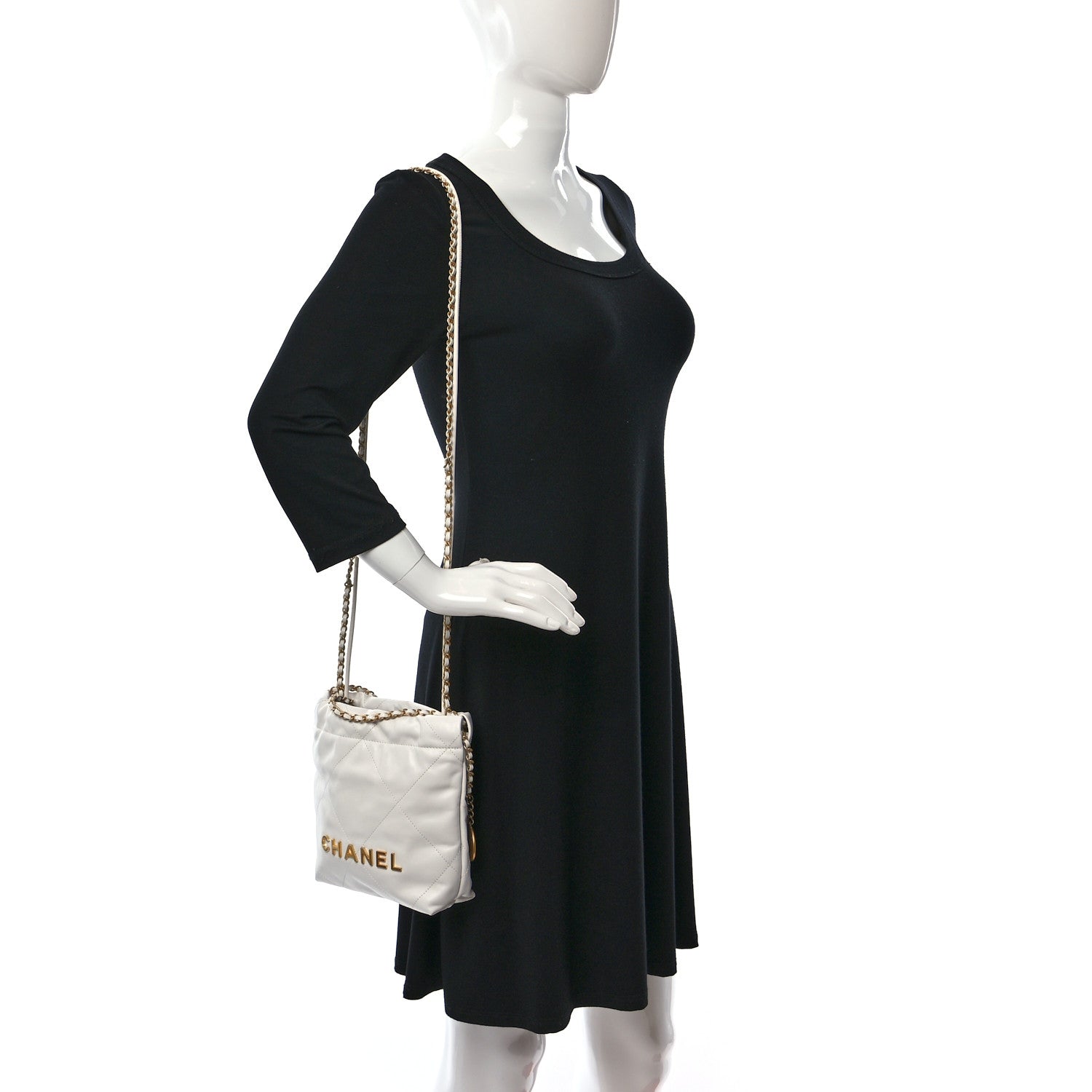 Chanel Shiny Calfskin Quilted Mini Chanel 22 White 2 of 8